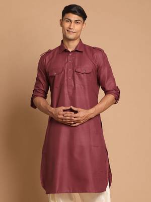 Purple Cotton Blend Kurta 1