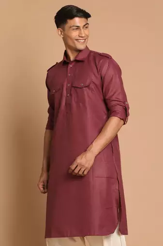 Purple Cotton Blend Kurta