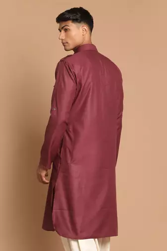 Purple Cotton Blend Kurta