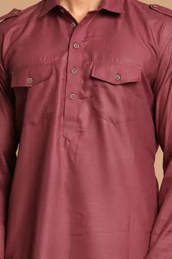 Purple Cotton Blend Kurta