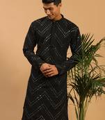 Men'S Black Georgette Kurta