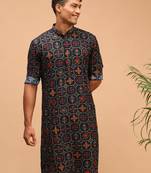 Blue Cotton Blend Kurta