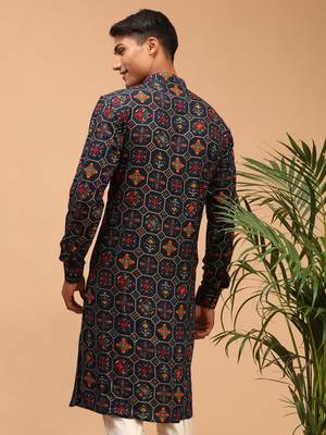 Blue Cotton Blend Kurta 3