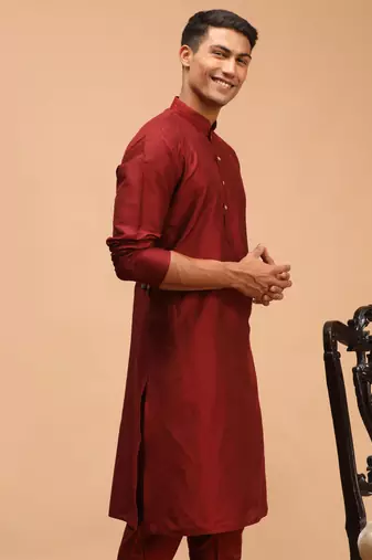 Maroon Viscose Kurta