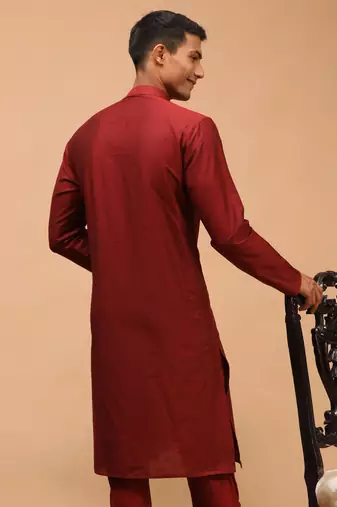 Maroon Viscose Kurta