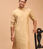 Men'S Rose Gold Viscose Kurta