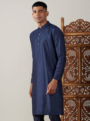 Navy Blue Viscose Kurta 2
