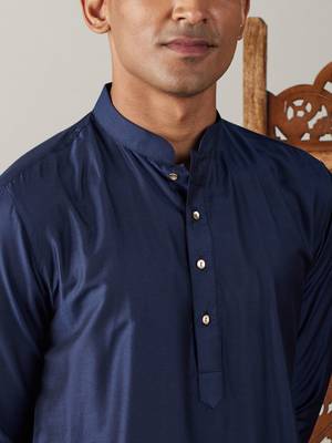 Navy Blue Viscose Kurta 4
