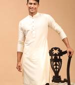 Men'S Cream Viscose Kurta