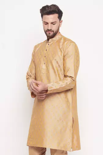 Men'S Beige Silk Blend Kurta