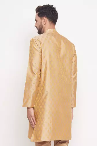 Men'S Beige Silk Blend Kurta