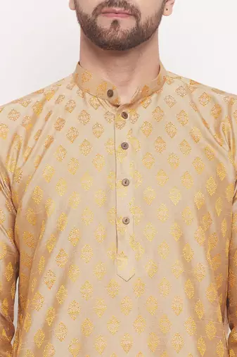 Men'S Beige Silk Blend Kurta