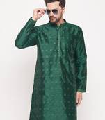 Men'S Green Silk Blend Kurta