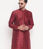 Maroon Silk Blend Kurta