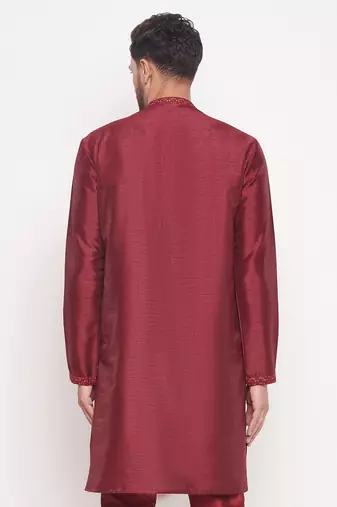 Maroon Silk Blend Kurta