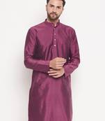 Men'S Purple Silk Blend Kurta