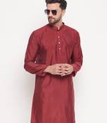 Men'S Maroon Silk Blend Kurta