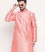Men'S Pink Silk Blend Kurta