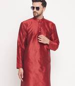 Men'S Maroon Silk Blend Kurta