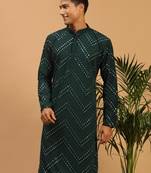 Men'S Green Georgette Kurta