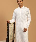 men's white georgette kurta