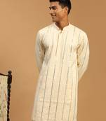 Men'S Cream Viscose Kurta