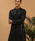 Men'S Black Viscose Kurta