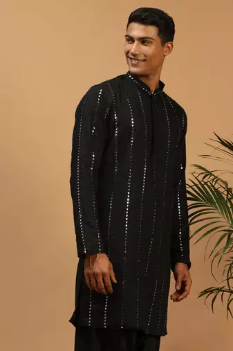 Black Viscose Kurta