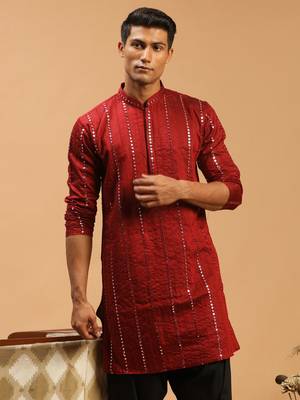 Maroon Viscose Kurta 1