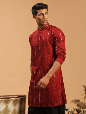 Maroon Viscose Kurta 2