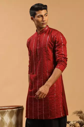 Maroon Viscose Kurta