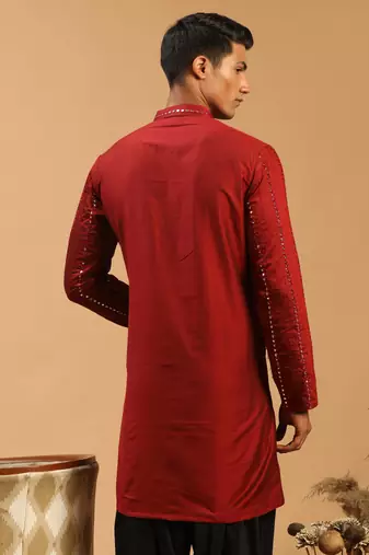 Maroon Viscose Kurta