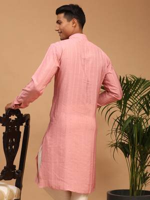 Men'S Purple Cotton Blend Kurta 3