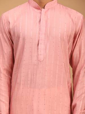 Men'S Purple Cotton Blend Kurta 4