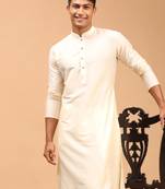 Men'S Cream Viscose Kurta