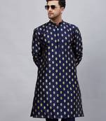 Navy Blue Dupion Silk Kurta