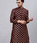Wine Dupion Silk Kurta