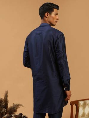 Navy Blue Viscose Kurta 3