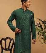 Vastramay men's green cotton blend kurta
