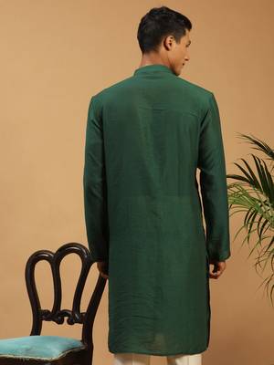 Vastramay men's green cotton blend kurta 3