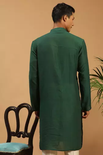 Vastramay men's green cotton blend kurta