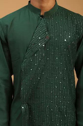 Vastramay men's green cotton blend kurta