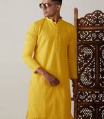 Men'S Yellow Georgette Kurta