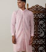 Men'S Pink Georgette Kurta