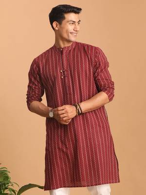 Maroon Cotton Kurta 1