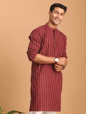 Maroon Cotton Kurta 2
