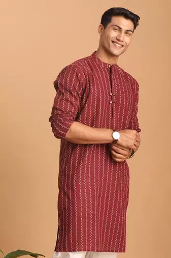 Maroon Cotton Kurta