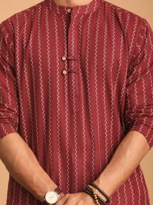 Maroon Cotton Kurta 4