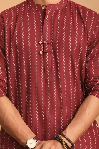 Maroon Cotton Kurta