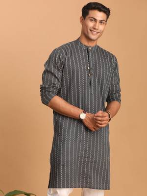 Grey Cotton Kurta 1